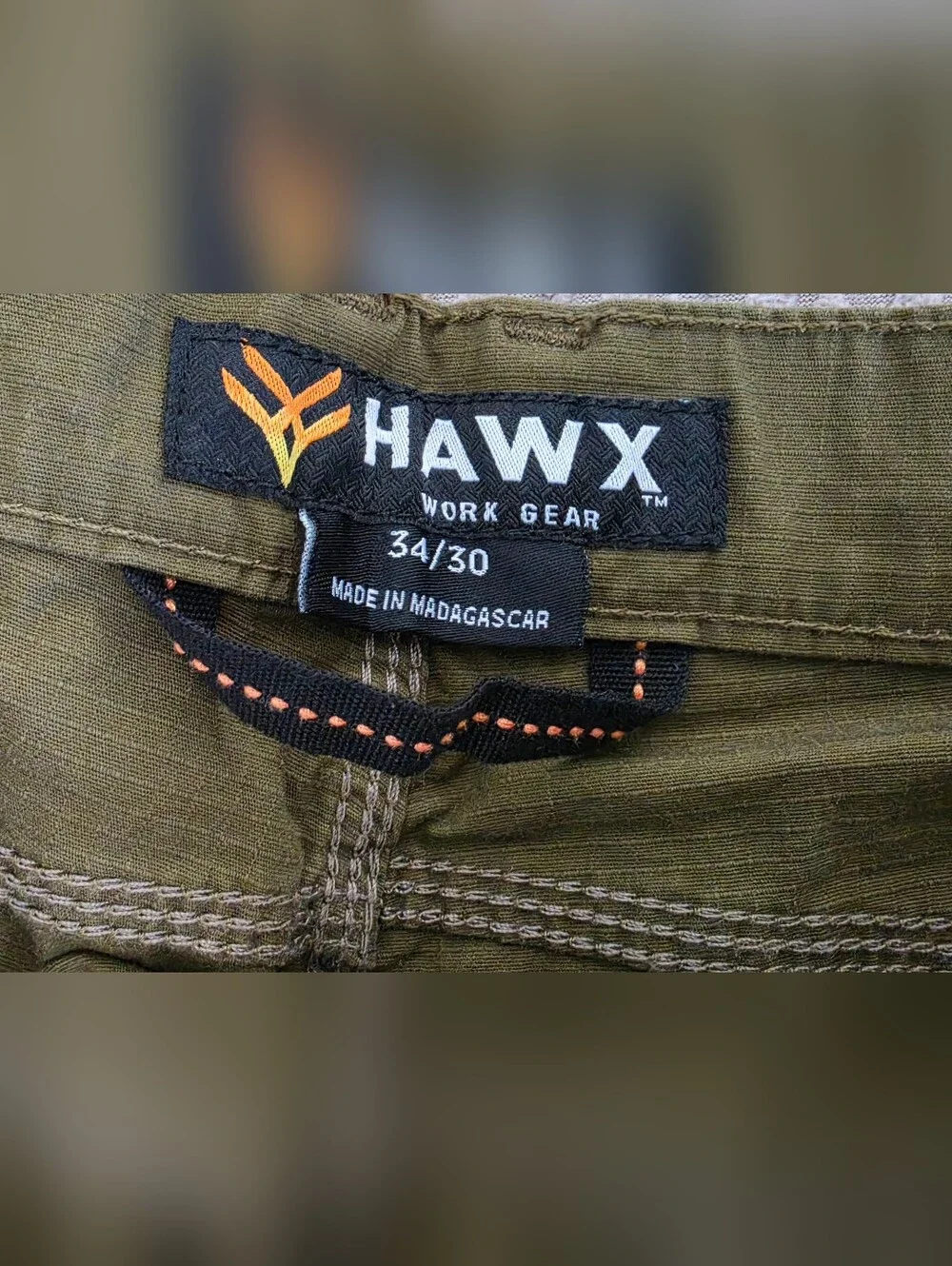 Hawx Stretch Ripstop Men’s Olive Green Cargo Utility Work Pants 34x30